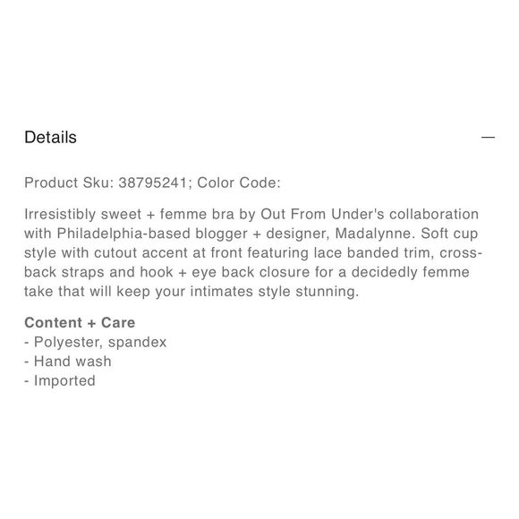 New Madalynn for Out From Outfitters Dawson Cutout Bra XS - Picture 4 of 12